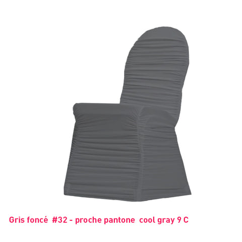 Housse de chaise plissée gris foncé en lycra