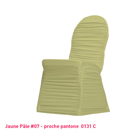 Housse de chaise plissée jaune pastel en lycra