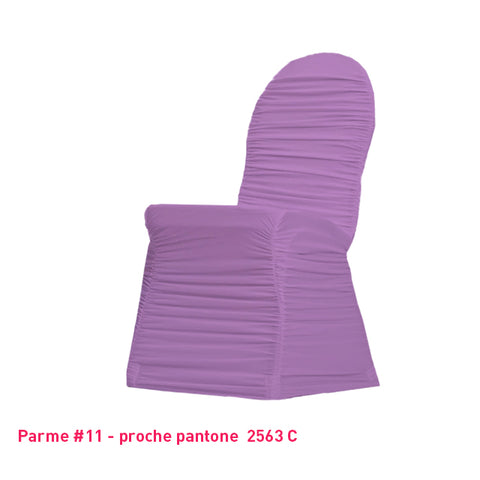 Housse de chaise plissée parme en lycra
