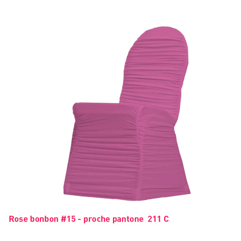 Housse de chaise plissée rose bonbon en lycra