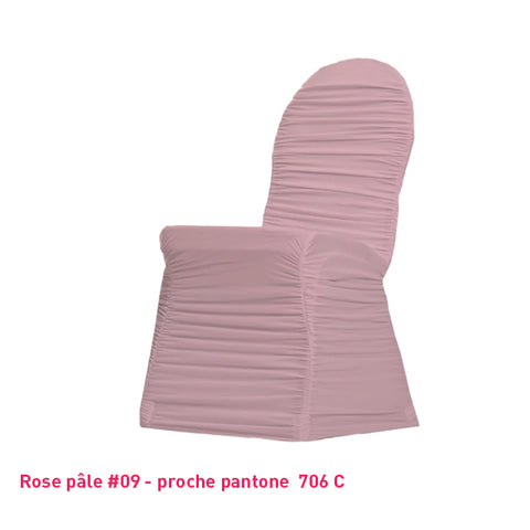 Housse de chaise plissée rose pastel en lycra