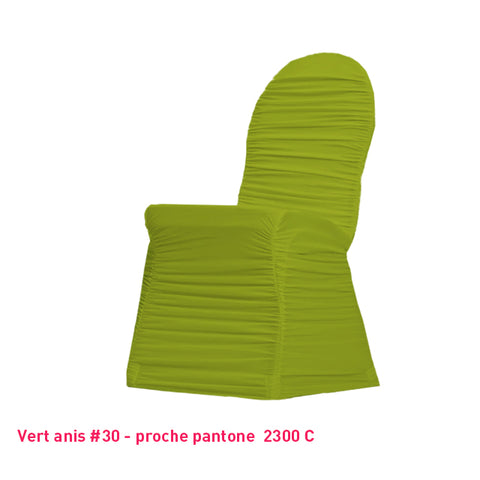 Housse de chaise plissée vert anis en lycra