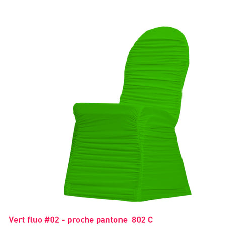 Housse de chaise plissée vert fluo en lycra