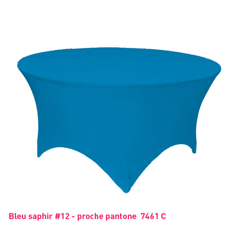 Housse de table ronde bleu saphir