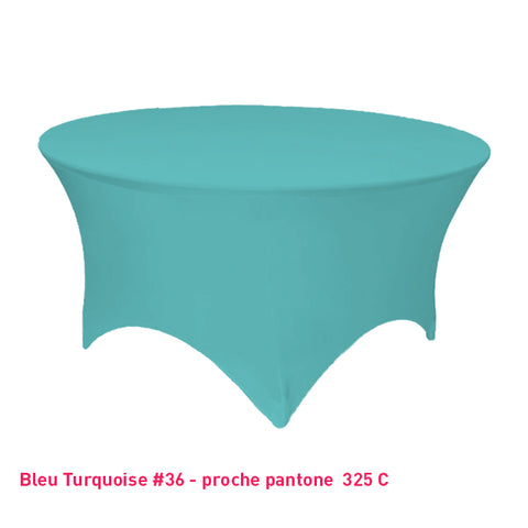 Housse de table ronde bleu turquoise
