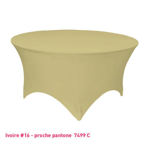 Housse de table ronde ivoire