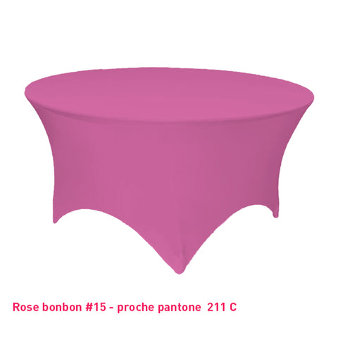 Housse de table ronde rose bonbon