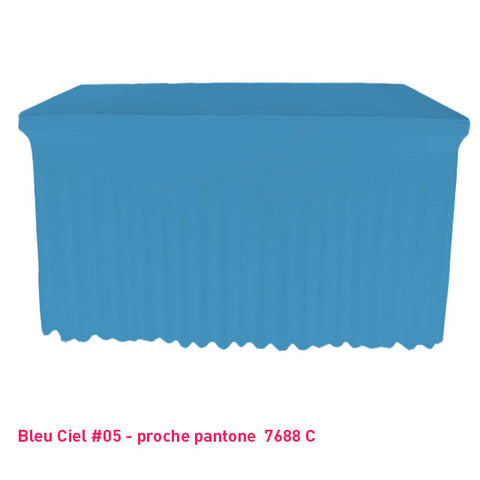 Housse de buffet/table avec juponnage bleu ciel