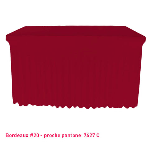 Housse de table/buffet avec juponnage bordeaux