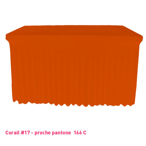 Housse de table/buffet avec juponnage corail