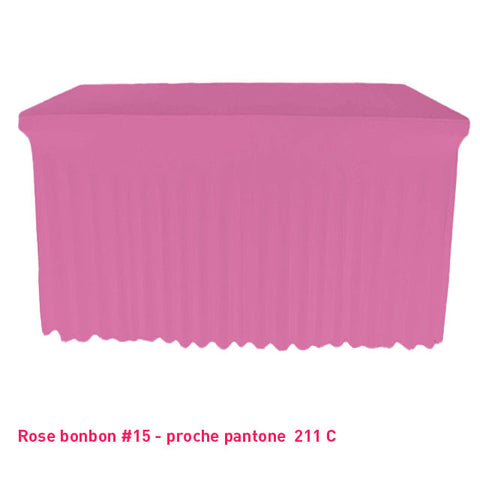 Housse de table/buffet avec juponnage rose bonbon