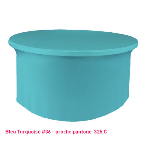 Nappe lycra pour table ronde bleu turquoise