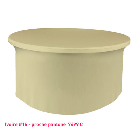 Nappe lycra pour table ronde ivoire