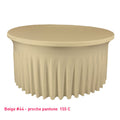 Housse de table ronde avec juponnage beige