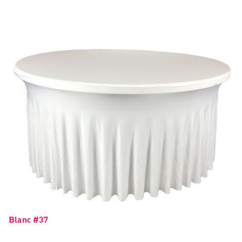 Housse de table ronde avec juponnage blanche