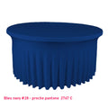 Housse de table ronde avec juponnage bleu navy