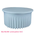 Housse de table ronde avec juponnage bleu pâle