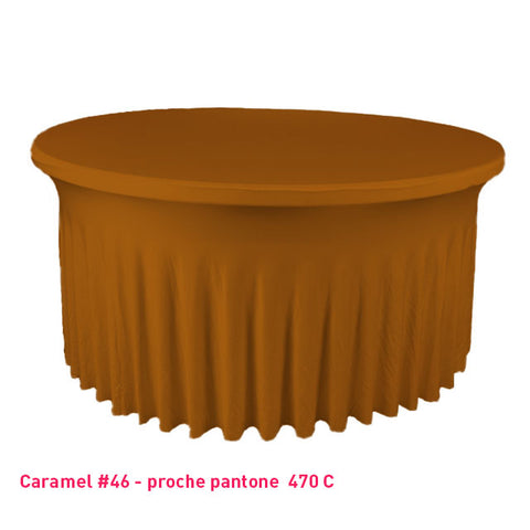 Housse de table ronde avec juponnage marron clair (caramel)