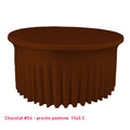 Housse de table ronde avec juponnage marron foncé (chocolat)
