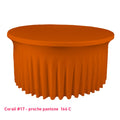 Housse de table ronde avec juponnage corail