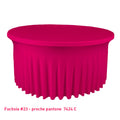 Housse de table ronde avec juponnage fuchsia