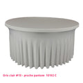 Housse de table ronde avec juponnage gris clair