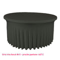 Housse de table ronde avec juponnage gris très foncé