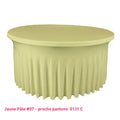 Housse de table ronde avec juponnage jaune pâle