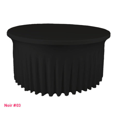 Housse de table ronde avec juponnage noire