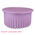 Housse de table ronde avec juponnage parme