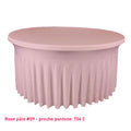 Housse de table ronde avec juponnage rose pâle