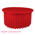 Housse de table ronde avec juponnage rouge vif