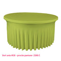 Housse de table ronde avec juponnage vert anis