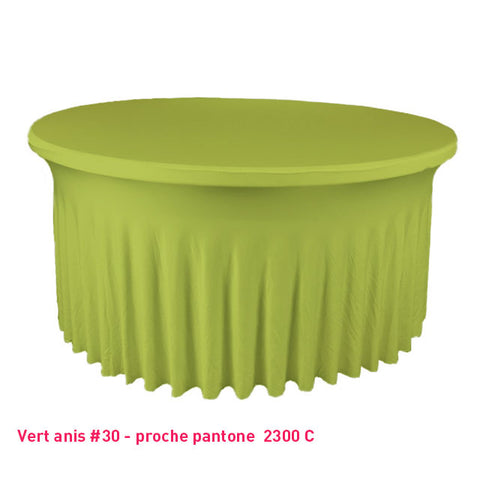 Housse de table ronde avec juponnage vert anis