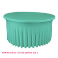 Housse de table ronde avec juponnage vert d'eau