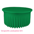 Housse de table ronde avec juponnage vert gazon