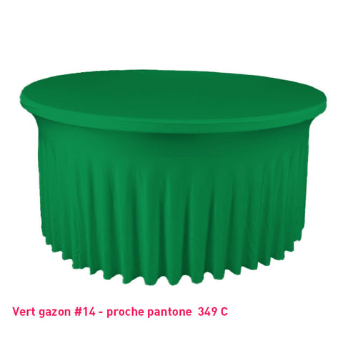 Housse de table ronde avec juponnage vert gazon