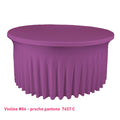 Housse de table ronde avec juponnage violette violine