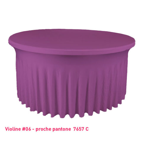 Housse de table ronde avec juponnage violette violine