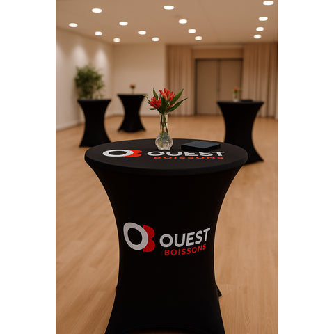 Impression de housse de table haute pour Ouest Boissons