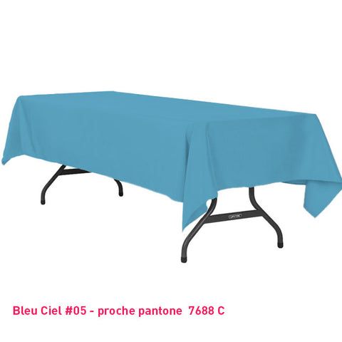 Nappe rectangle bleu ciel pour mariage et réception