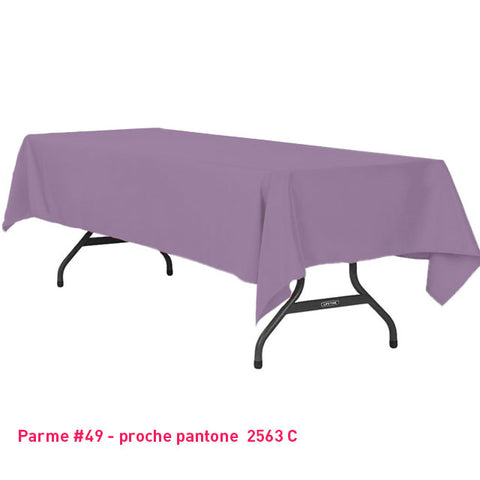 Nappe rectangle parme pour mariage et réception