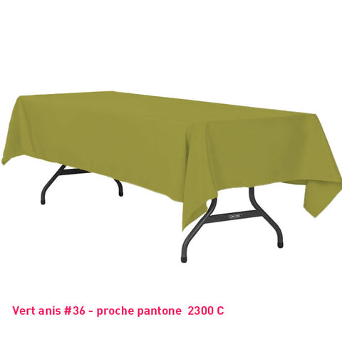 Nappe rectangle vert anis pour mariage et réception