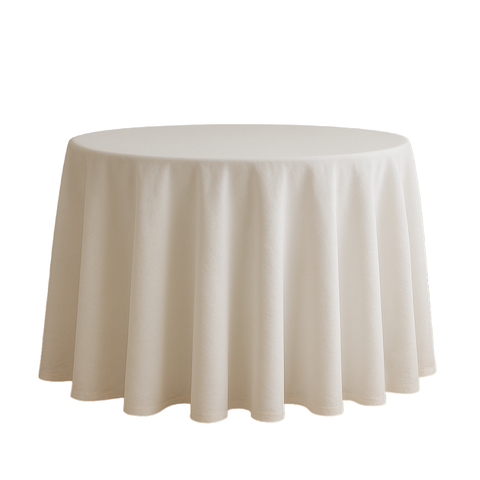 Nappe ronde blanche en coton pour mariages et réceptions